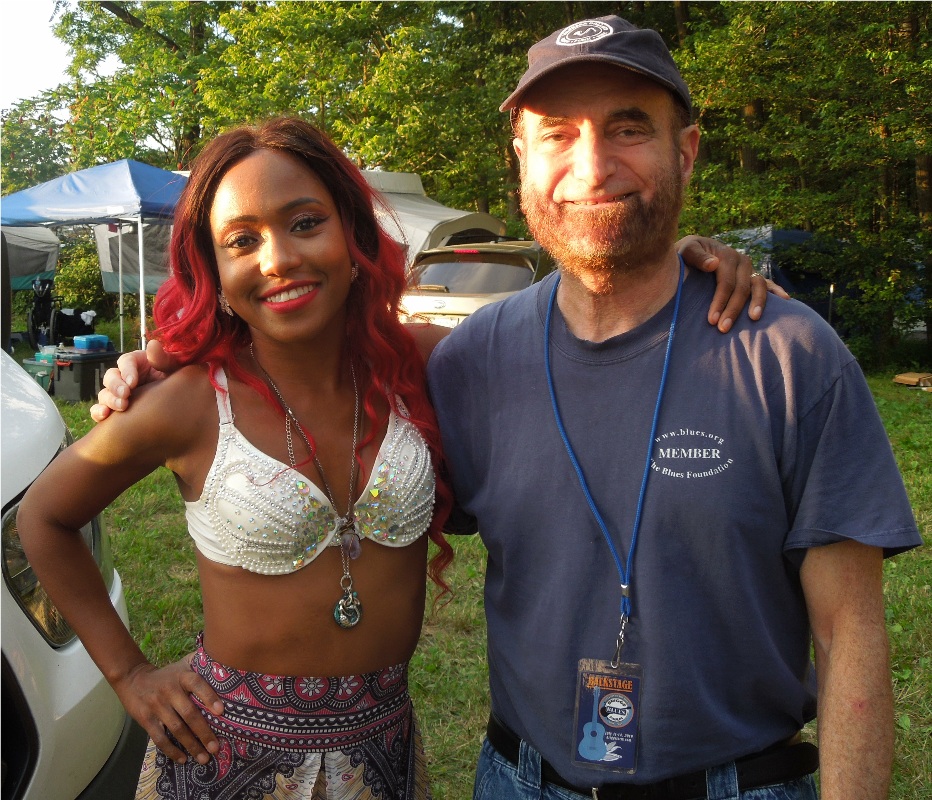 Jonny Meister with Tierinii Jackson of Southern Avenue at 2019 Briggs Farm Blues Festival